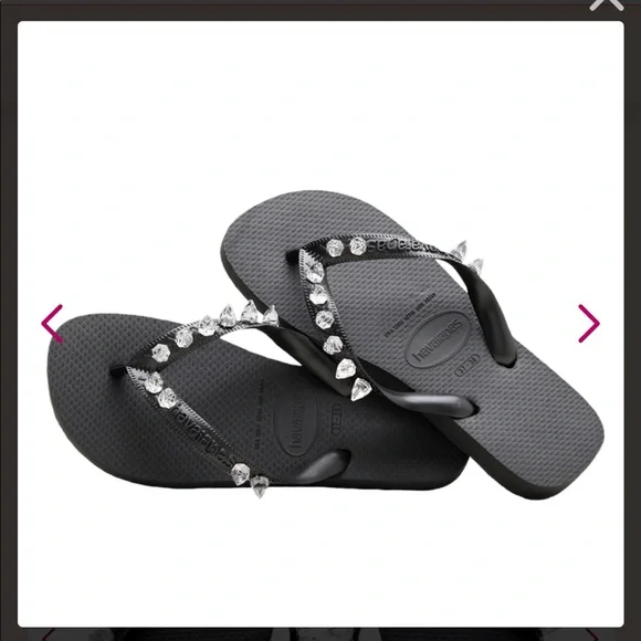 Havaianas black x Swarovski NWT - Picture 1 of 8